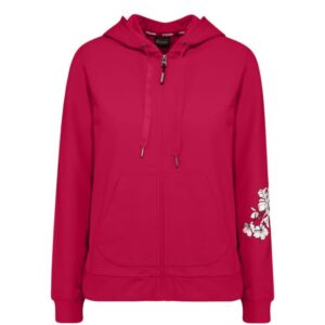 Felpa full zip con cappuccio e stampa floreale su una manica